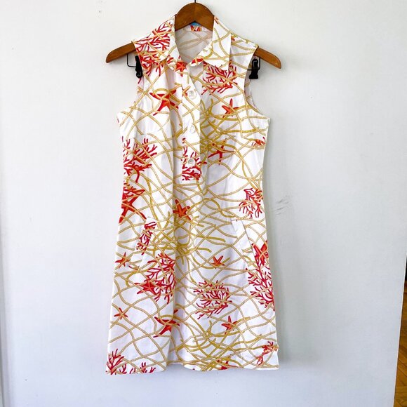 J. McLaughlin Coral Print Sleeveless Shirtdress, Size 4 - Picture 1 of 4